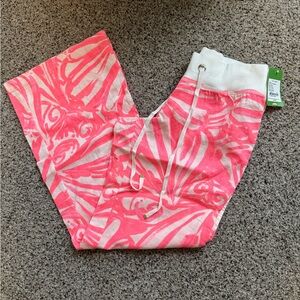 Lilly Pulitzer Beach Linen DISCOUNTUED Pink Sun Ray Shimmy Wide Leg Medium